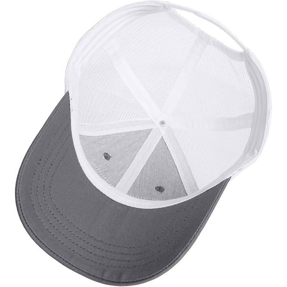 American Flag Patch Trucker Hat, Gray Baseball Cap, Patriotic Mesh Back - Picture 7 of 10